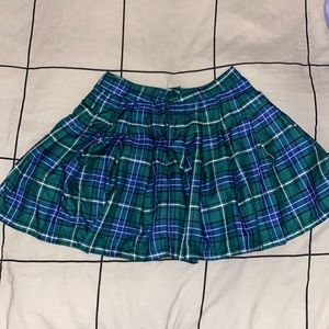 Pleaded Green and Blue Forever 21 Skirt